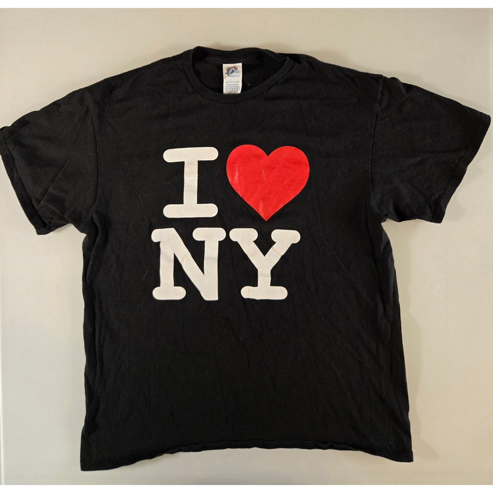 Delta Pro Weight I Love NY Graphic T-Shirt Mens Large Black Souvenir Tee